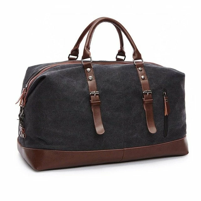 Canvas Travel Bag Men Leather Handbag Male Carry On Luggage Duffel Bags Women Overnight Big 7 Canvas Travel Bag Men Leather Handbag Male Carry On Luggage Duffel Bags Women Overnight Big - Image 5