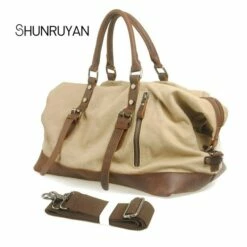 Shunruyan Canvas Cow Leather Men Travel Bags Carry On Luggage Bags Men Duffel Bags Travel Tote -Luggage Sales Shop product image 906444783