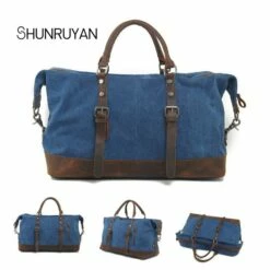 Shunruyan Canvas Cow Leather Men Travel Bags Carry On Luggage Bags Men Duffel Bags Travel Tote -Luggage Sales Shop product image 906444784