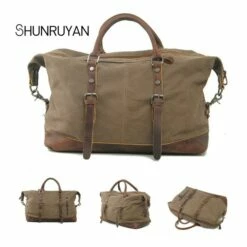 Shunruyan Canvas Cow Leather Men Travel Bags Carry On Luggage Bags Men Duffel Bags Travel Tote -Luggage Sales Shop product image 906444788