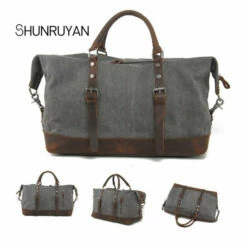 Shunruyan Canvas Cow Leather Men Travel Bags Carry On Luggage Bags Men Duffel Bags Travel Tote -Luggage Sales Shop product image 906444791